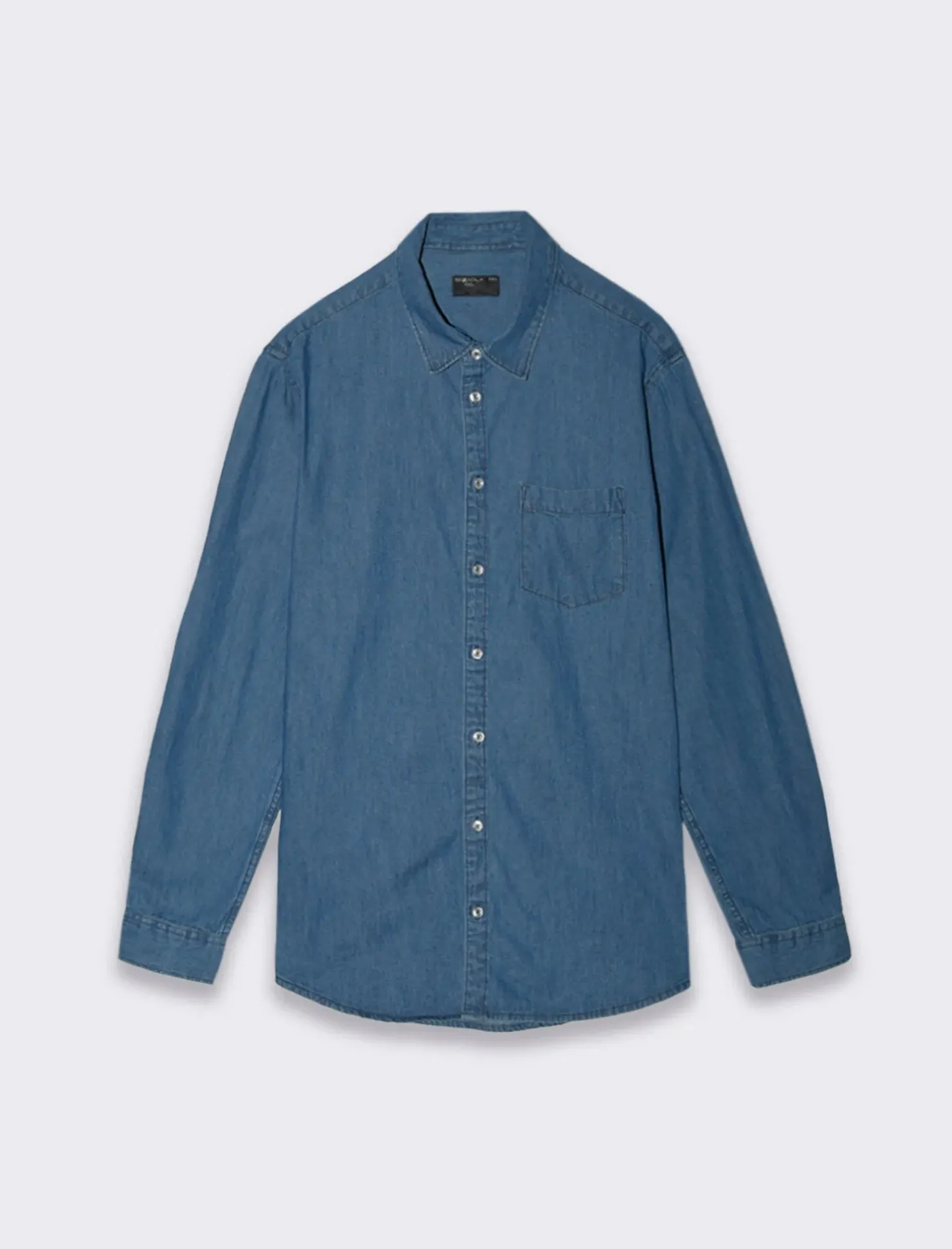 Piazza Italia Camicia in denim regular fit colletto revers a maniche lunghe - Denim Blu Online