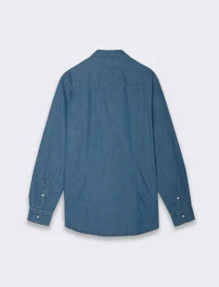 Uomo Piazza Italia Uomo|Camicie<Camicia in denim regular fit colletto arevers e maniche lunghe - Denim