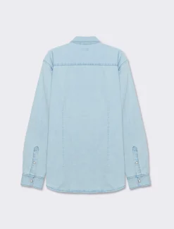 Uomo Piazza Italia Uomo|Camicie<Camicia in denim regular fit colletto arevers e maniche lunghe - Denim chiaro