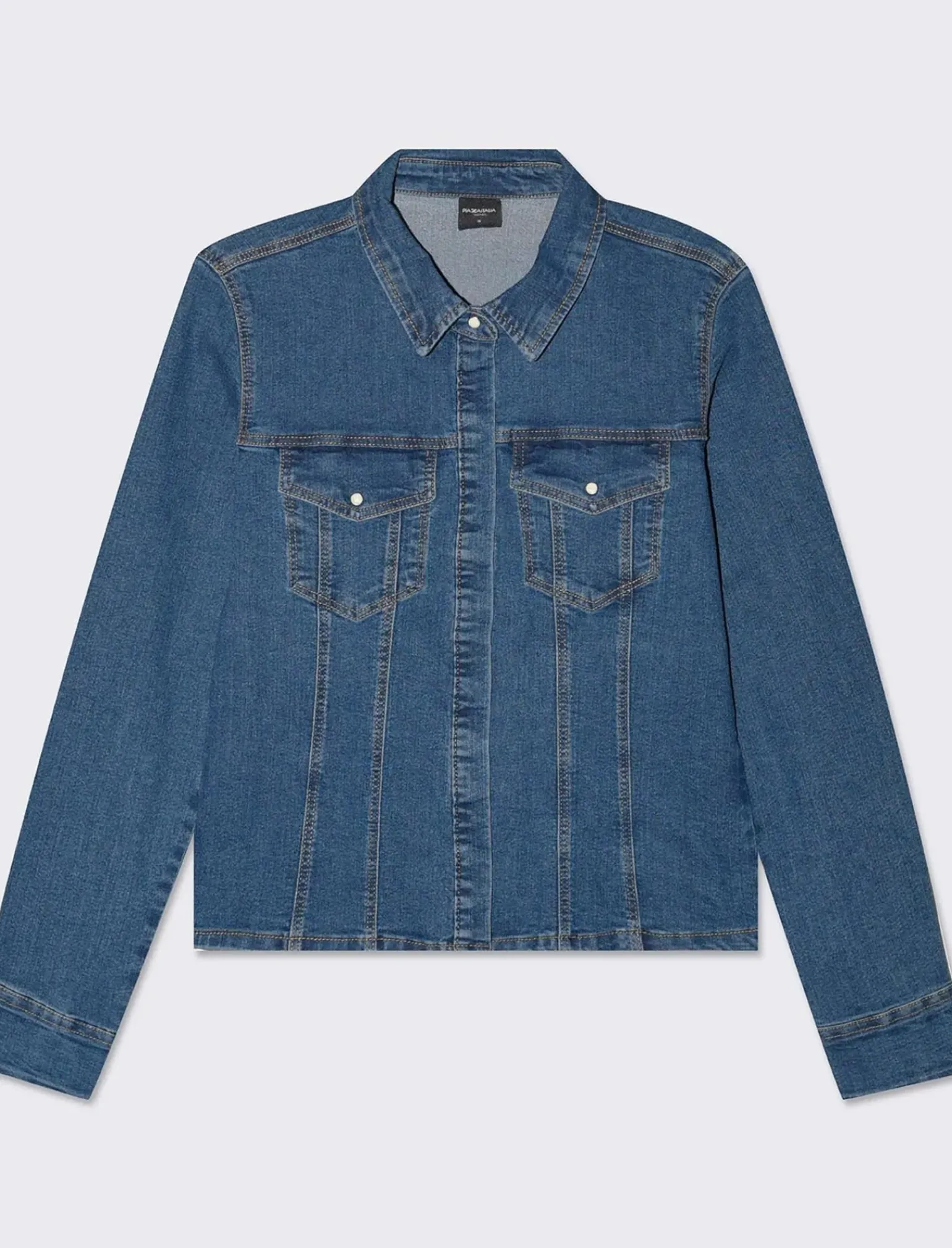 Donna Piazza Italia Donna|Camicie E Casacche<Camicia in denim skinny elastico con bottoni a pressione - Denim