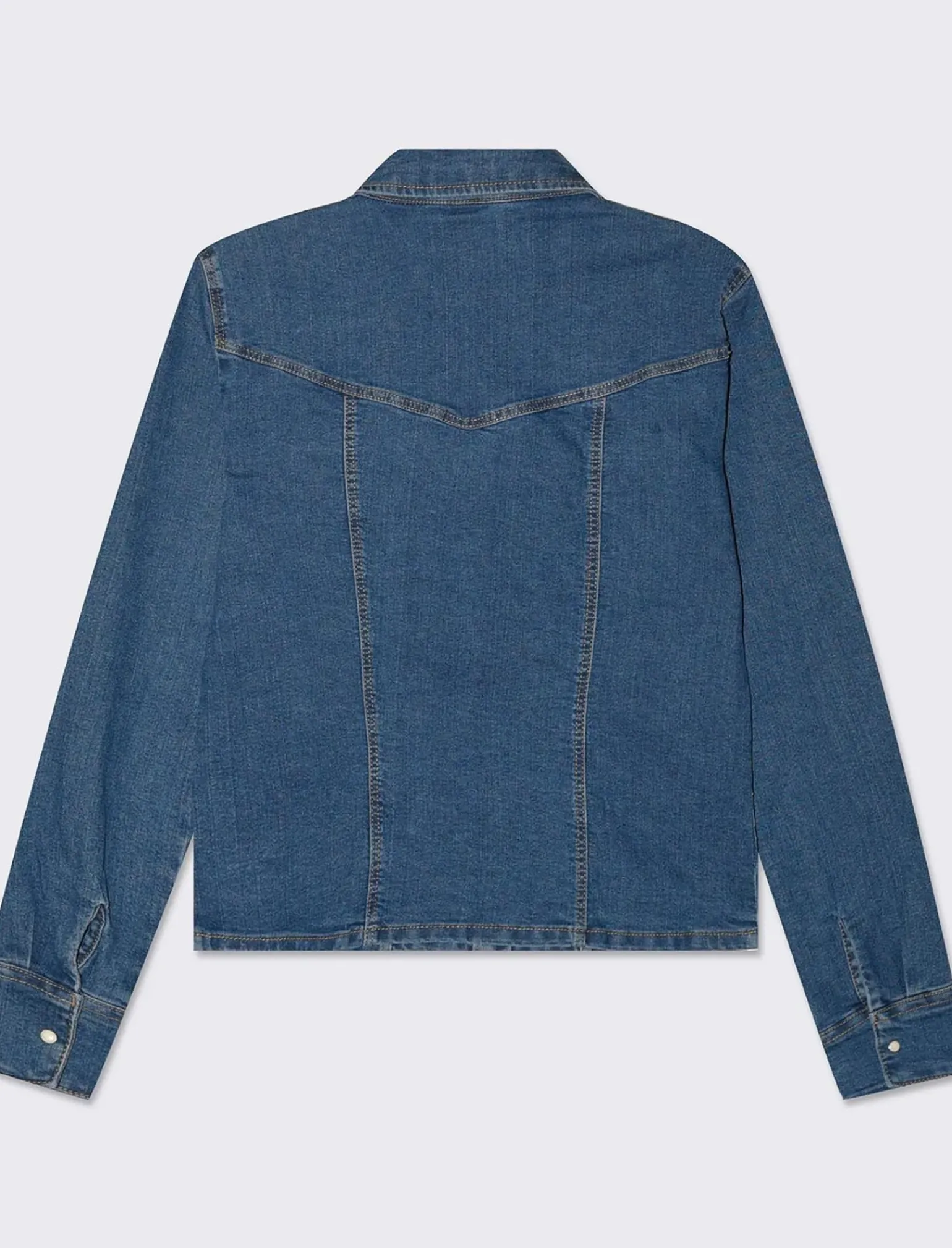 Donna Piazza Italia Donna|Camicie E Casacche<Camicia in denim skinny elastico con bottoni a pressione - Denim