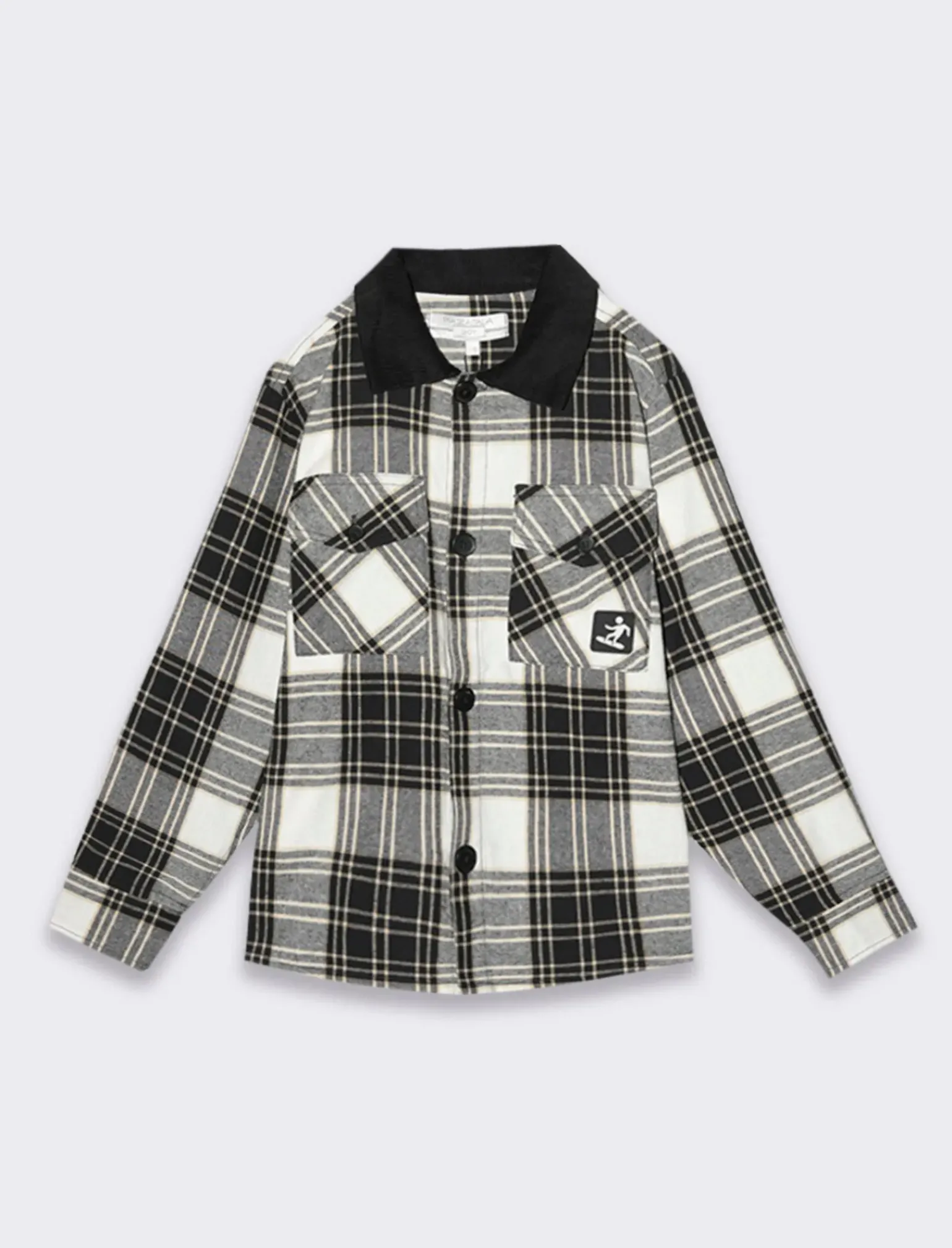 Bambino Piazza Italia Bambino|Camicie<Camicia in flanella a quadri con tasche frontali a colletto in contrasto - Fantasia