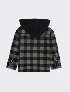 Piazza Italia Neonato|Camicie<Camicia in flanella con cappuccio con bottoncini e tasca in velluto - Fantasia