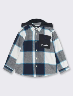 Bambino Piazza Italia Bambino|Camicie<Camicia in flanella di cotone a quadri con cappuccio removibile - Fantasia