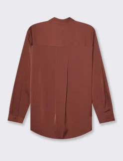 Donna Piazza Italia Donna|Camicie E Casacche<Camicia in satin manica lunga vestibilità comoda - coccio