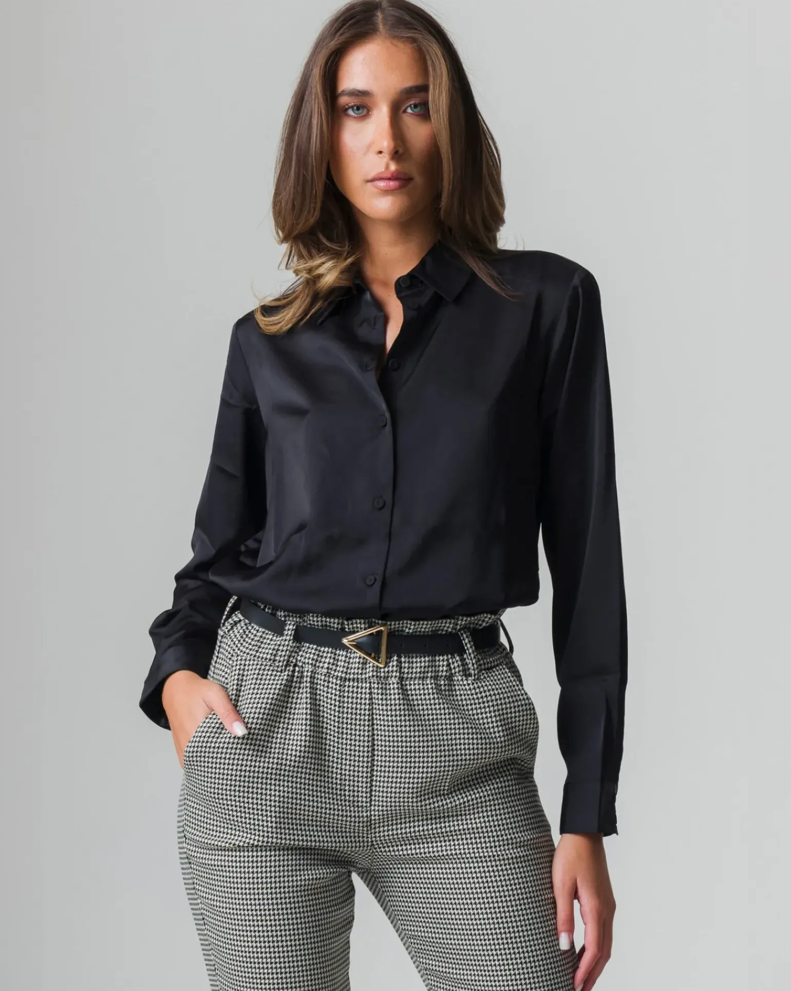 Donna Piazza Italia Donna|Camicie E Casacche<Camicia in satin manica lunga vestibilità comoda -