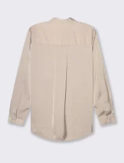 Piazza Italia Camicia in satin manica lunga vestibilità comoda - Beige Best Sale