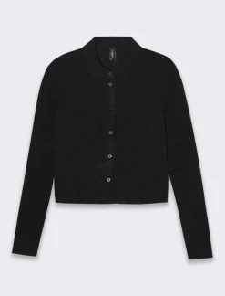 Donna Piazza Italia Donna|Camicie E Casacche<Camicia in tessuto di maglina vestibilità slim - Nero