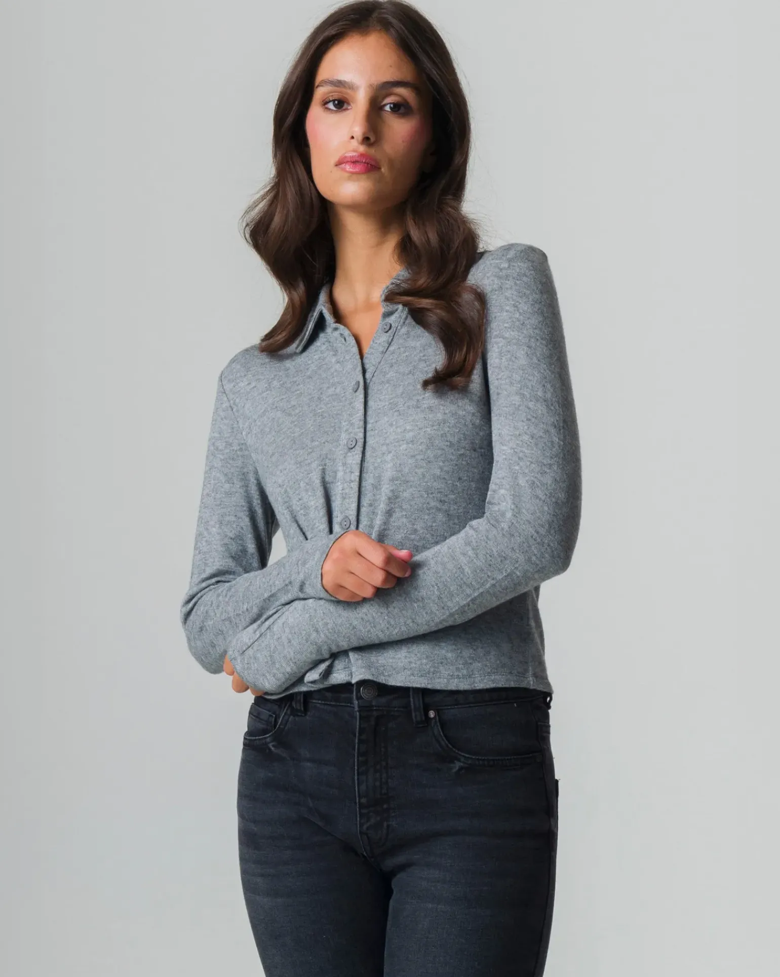 Donna Piazza Italia Donna|Camicie E Casacche<Camicia in tessuto di maglina vestibilità slim - melange