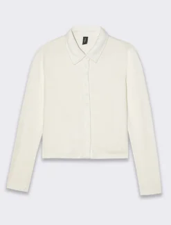 Donna Piazza Italia Donna|Camicie E Casacche<Camicia in tessuto di maglina vestibilità slim - Avorio