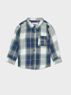 Piazza Italia Camicie<Camicia in twill di cotone fantasia quadri con ricamo -