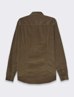 Uomo Piazza Italia Uomo|Camicie<Camicia in velluto regular fit con olletto a revers e maniche lunghe - Verde kaki