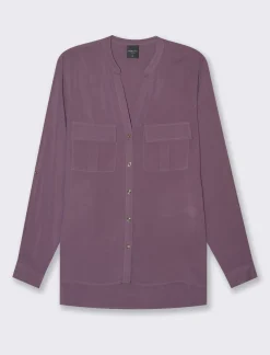 Donna Piazza Italia Camicie E Casacche<Camicia in viscosa manica lunga risvoltabile tramite alette - malva