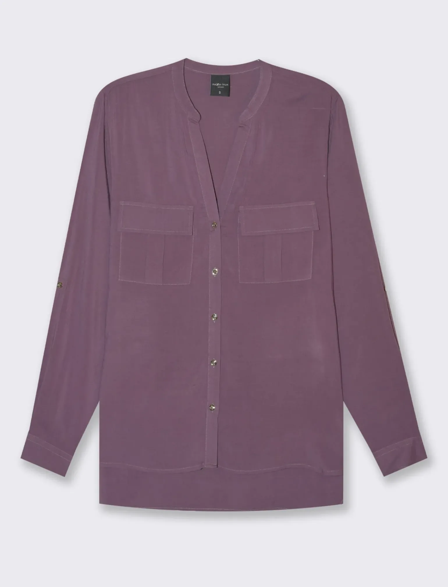 Donna Piazza Italia Camicie E Casacche<Camicia in viscosa manica lunga risvoltabile tramite alette - malva