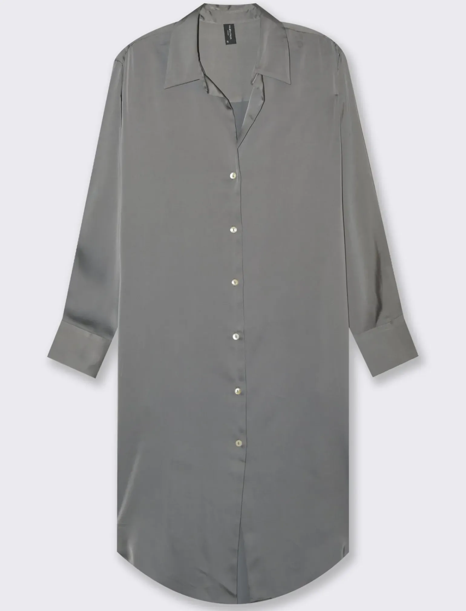 Donna Piazza Italia Donna|Camicie E Casacche<Camicia lunga in tessuto di raso morbido sulla spalla - piombo