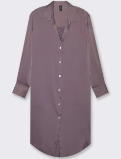 Donna Piazza Italia Donna|Camicie E Casacche<Camicia lunga in tessuto di raso morbido sulla spalla - malva