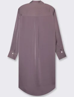 Donna Piazza Italia Donna|Camicie E Casacche<Camicia lunga in tessuto di raso morbido sulla spalla - malva