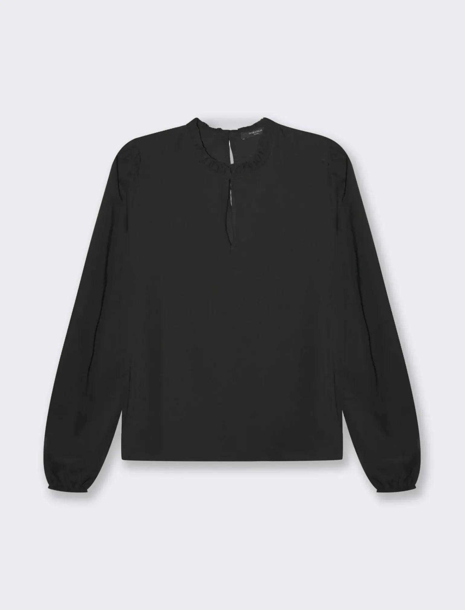 Donna Piazza Italia Donna|Camicie E Casacche<Camicia manica lunga a girocollo con rouches e apertura a goccia -