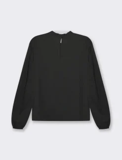 Donna Piazza Italia Donna|Camicie E Casacche<Camicia manica lunga a girocollo con rouches e apertura a goccia -