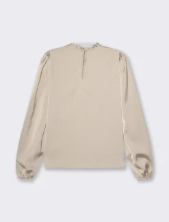 Donna Piazza Italia Donna|Camicie E Casacche<Camicia manica lunga a girocollo con rouches e apertura a goccia -