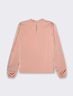 Donna Piazza Italia Donna|Camicie E Casacche<Camicia manica lunga a girocollo con rouches e apertura a goccia -