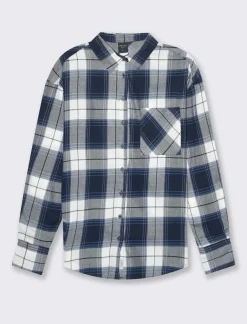 Donna Piazza Italia Donna|Camicie E Casacche<Camicia manica lunga a quadri con tasca a toppa - var 1