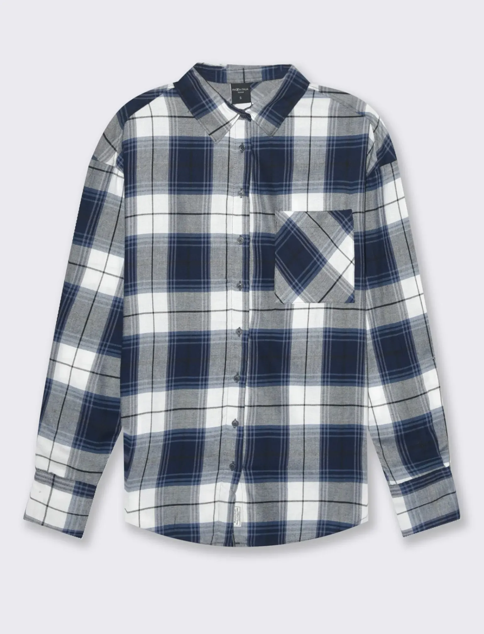 Donna Piazza Italia Donna|Camicie E Casacche<Camicia manica lunga a quadri con tasca a toppa - var 1