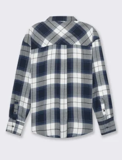 Donna Piazza Italia Donna|Camicie E Casacche<Camicia manica lunga a quadri con tasca a toppa - var 1