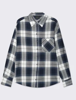 Donna Piazza Italia Donna|Camicie E Casacche<Camicia manica lunga a quadri con tasca a toppa - var 1