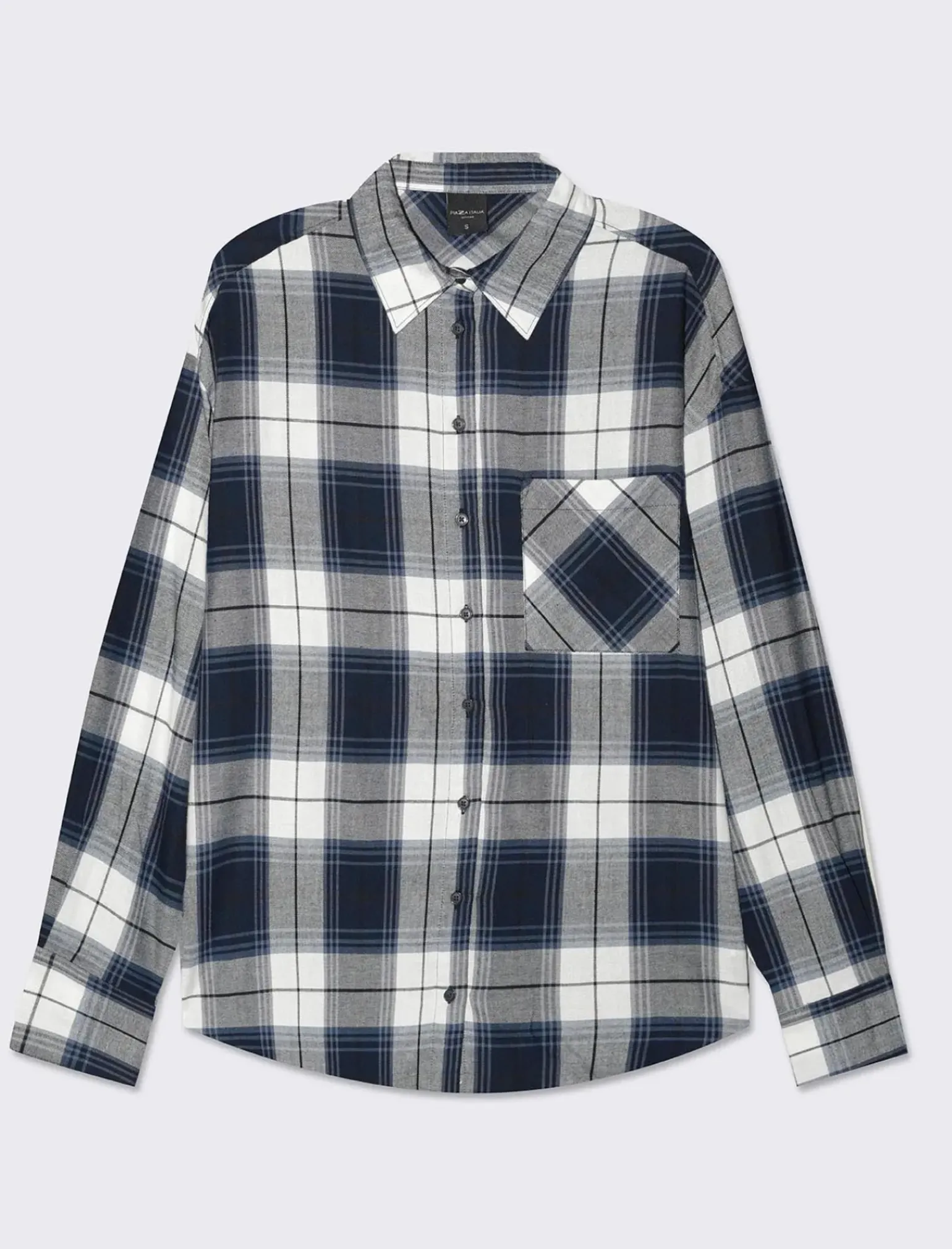 Donna Piazza Italia Donna|Camicie E Casacche<Camicia manica lunga a quadri con tasca a toppa - var 1