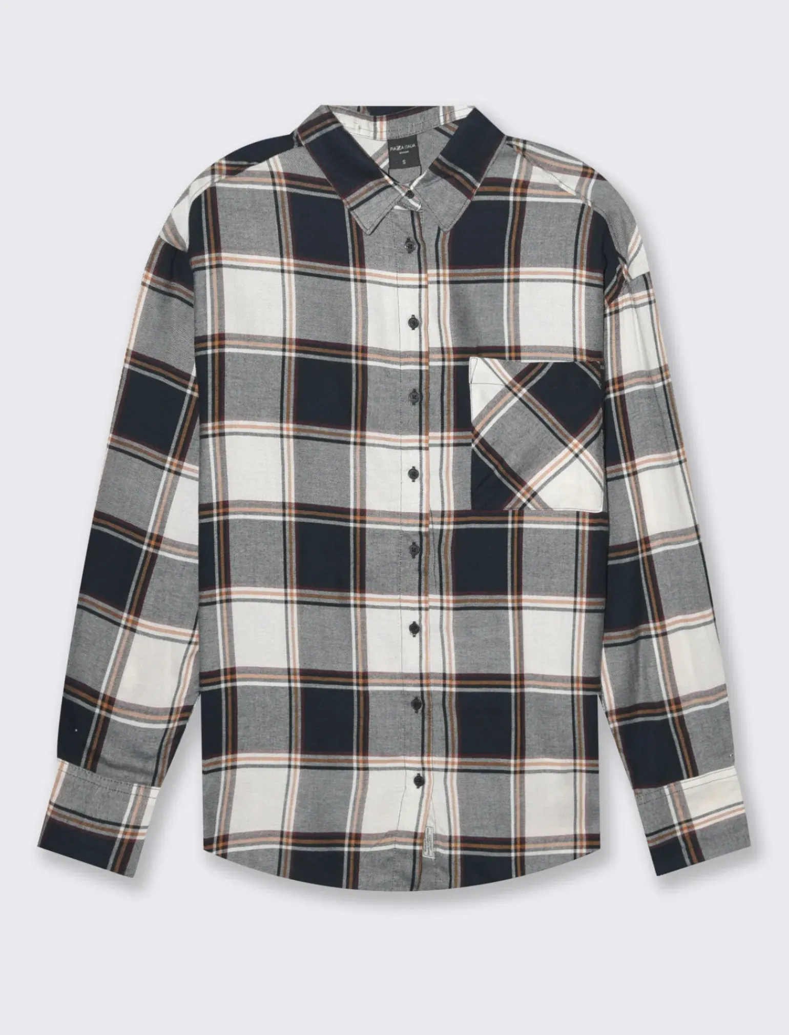 Donna Piazza Italia Donna|Camicie E Casacche<Camicia manica lunga a quadri con tasca a toppa - var 2