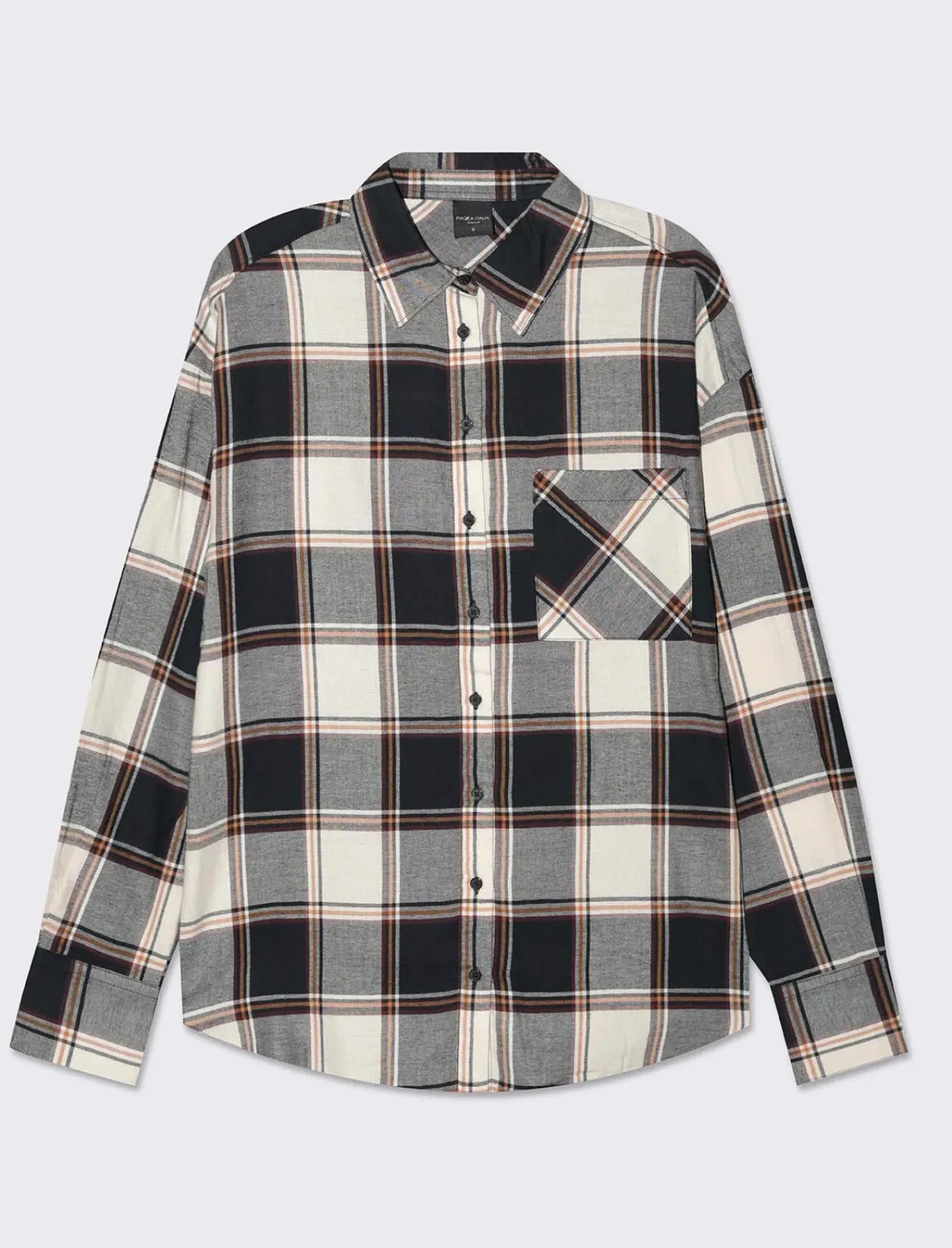 Donna Piazza Italia Donna|Camicie E Casacche<Camicia manica lunga a quadri con tasca a toppa - var 2