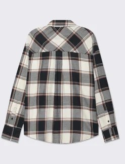 Donna Piazza Italia Donna|Camicie E Casacche<Camicia manica lunga a quadri con tasca a toppa - var 2