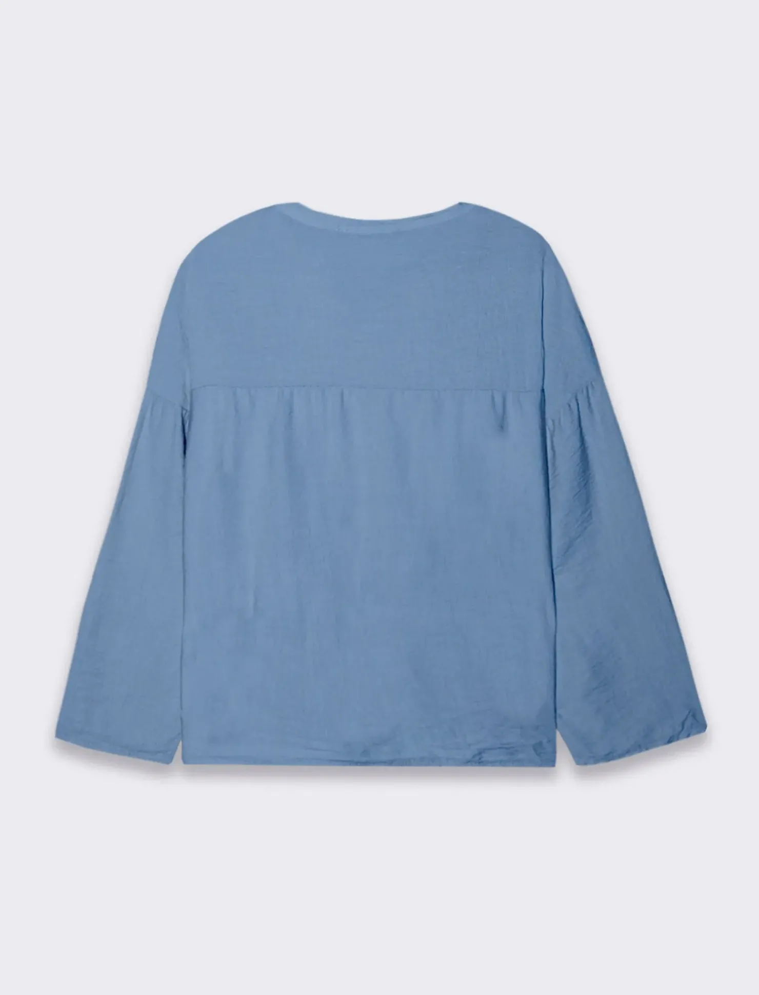 Piazza Italia Camicia manica lunga con nodo e colletto alla coreana - Denim Blu Best