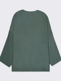 Donna Piazza Italia Camicie E Casacche<Camicia manica lunga con nodo e colletto alla coreana - salvia