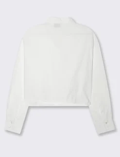 Donna Piazza Italia Donna|Camicie E Casacche<Camicia manica lunga cropped con tasche a toppe -