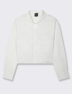 Piazza Italia Camicia manica lunga cropped con tasche a toppe - Bianco Flash Sale