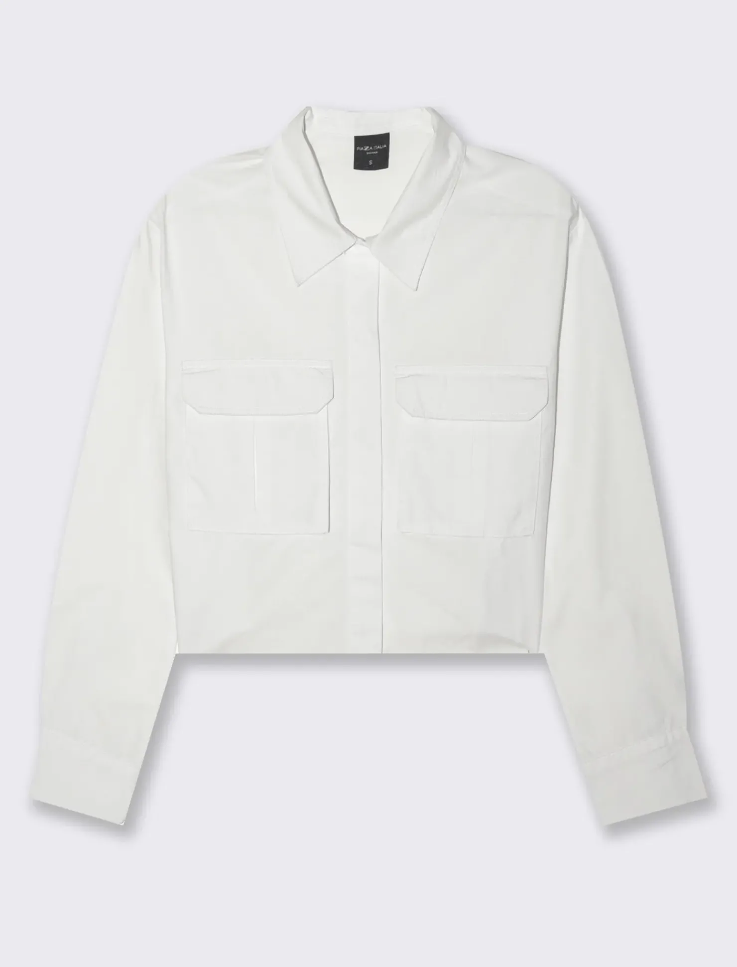 Piazza Italia Camicia manica lunga cropped con tasche a toppe - Bianco Flash Sale
