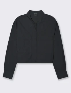 Donna Piazza Italia Donna|Camicie E Casacche<Camicia manica lunga cropped con tasche a toppe - Nero