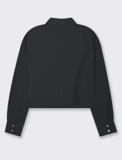 Donna Piazza Italia Donna|Camicie E Casacche<Camicia manica lunga cropped con tasche a toppe - Nero
