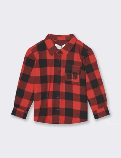 Piazza Italia Neonato|Camicie<Camicia manica lunga in flanella, con bottoncini e ricamo sul taschino -