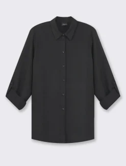 Donna Piazza Italia Camicie E Casacche<Camicia manica lunga in tessuto fluido con spalla scesa e alette sulla manica -