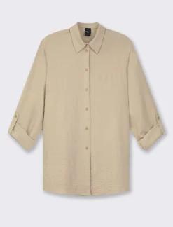 Donna Piazza Italia Camicie E Casacche<Camicia manica lunga in tessuto fluido con spalla scesa e alette sulla manica - Beige corda