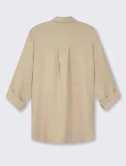 Donna Piazza Italia Camicie E Casacche<Camicia manica lunga in tessuto fluido con spalla scesa e alette sulla manica - Beige corda