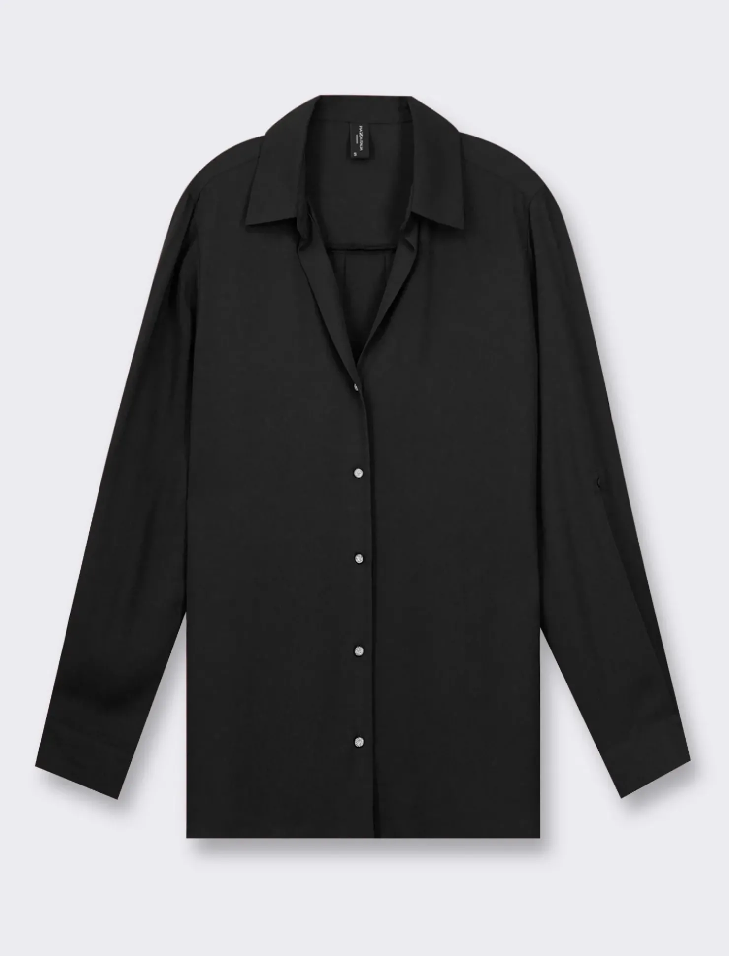 Piazza Italia Camicia manica lunga vestibilità morbida e manica con alette risvoltabile - Nero Flash Sale