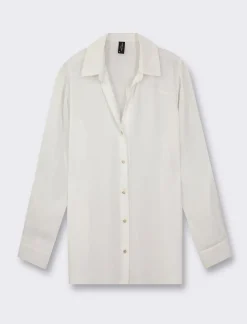 Piazza Italia Camicia manica lunga vestibilità morbida e manica con alette risvoltabile - latte Bianco Discount