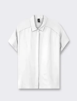 Donna Piazza Italia Camicie E Casacche<Camicia mezza manica con abbottonatura sul davanti e arriccio su spalla - latte