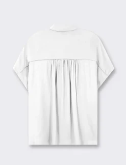 Donna Piazza Italia Camicie E Casacche<Camicia mezza manica con abbottonatura sul davanti e arriccio su spalla - latte