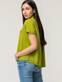 Donna Piazza Italia Camicie E Casacche<Camicia mezza manica con abbottonatura sul davanti e arriccio su spalla - pistacchio