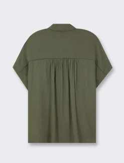 Donna Piazza Italia Camicie E Casacche<Camicia mezza manica con abbottonatura sul davanti e arriccio su spalla - Ve.milit.